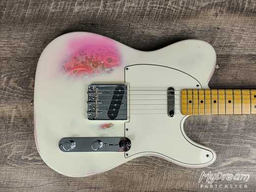 Aged White over Pink Paisley Asyllum