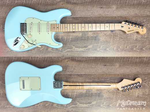 Sonic Blue Flamed JM Silver Strat