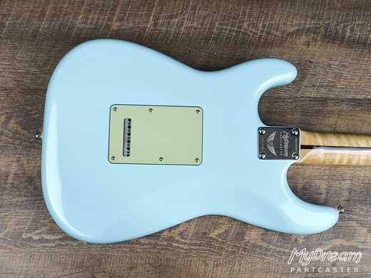 Sonic Blue Flamed JM Silver Strat
